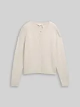 TOM TAILOR Damen Cardigan mit verdeckter Knopfleiste, beige, Meliert – Bild 1