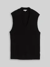 TOM TAILOR Damen Pullunder mit V-Ausschnitt, schwarz, Uni – Bild 1