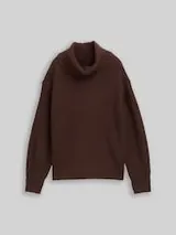 TOM TAILOR Damen Loose Fit Rollkragenpullover, braun, Meliert – Bild 1