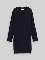 TOM TAILOR Damen Strickkleid mit Kaschmir-Anteil, blau, Meliert – Bild 1