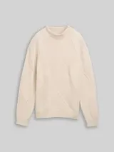 TOM TAILOR Damen Loose Fit Strickpullover mit Stehkragen, braun, Uni – Bild 1