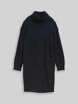 TOM TAILOR Damen Loose Fit Strickkleid, blau, Uni – Bild 1