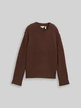 TOM TAILOR Damen Strickpullover mit Wollanteil, braun, Meliert – Bild 1
