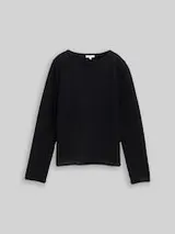TOM TAILOR Damen Strickpullover aus Federgarn, schwarz, Uni – Bild 7