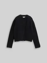 TOM TAILOR Damen Cardigan aus Federgarn, schwarz, Uni – Bild 1