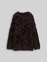 TOM TAILOR Damen Oversize Strickpullover mit Leo-Muster, braun, Animalprint – Bild 1