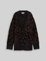 TOM TAILOR Damen Oversize Cardigan mit Leo-Muster, braun, Animalprint – Bild 1