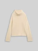 TOM TAILOR Damen Oversize Rollkragenpullover, beige, Meliert – Bild 1