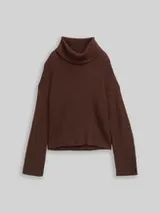 TOM TAILOR Damen Oversize Rollkragenpullover, braun, Meliert – Bild 1