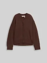 TOM TAILOR Damen Oversize Cardigan mit Rundhalsausschnitt, braun, Meliert – Bild 1