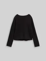 TOM TAILOR Damen Cropped Strickpullover mit Stehkragen, schwarz, Uni – Bild 1