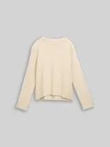 TOM TAILOR Damen Cropped Strickpullover mit Stehkragen, beige, Meliert – Bild 1