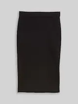 TOM TAILOR Damen Midi-Rock mit Schlitz, schwarz, Uni – Bild 1