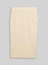TOM TAILOR Damen Midi-Rock mit Schlitz, beige, Uni – Bild 1