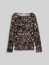 TOM TAILOR Damen Langarmshirt mit Muster, braun, Gemustert – Bild 1