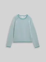 TOM TAILOR Damen Strickpullover mit Rundhalsausschnitt, blau, Meliert – Bild 1