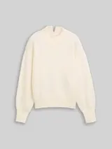 TOM TAILOR Damen Oversize Strickpullover mit Stehkragen, weiß, Uni – Bild 1