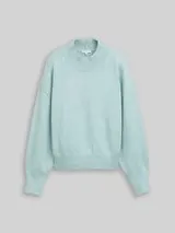 TOM TAILOR Damen Oversize Strickpullover mit Stehkragen, blau, Meliert – Bild 1