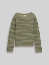 TOM TAILOR Damen Strickpullover mit Struktur, grün, Meliert – Bild 1