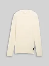 TOM TAILOR DENIM Herren Strickpullover mit Rundhalsausschnitt, weiß, Uni – Bild 1