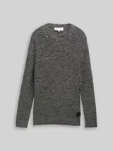 TOM TAILOR DENIM Herren Strickpullover mit Rundhalsausschnitt, grau, Meliert – Bild 1