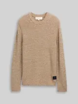 TOM TAILOR DENIM Herren Strickpullover mit Rundhalsausschnitt, braun, Meliert – Bild 1