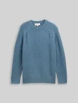 TOM TAILOR DENIM Herren Strickpullover mit Rundhalsausschnitt, blau, Meliert – Bild 1