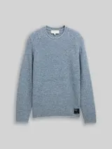 TOM TAILOR DENIM Herren Strickpullover in Melange-Optik, grün, Meliert – Bild 1