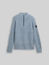 TOM TAILOR DENIM Herren Troyer Strickpullover, grün, Meliert – Bild 1