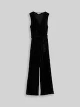 TOM TAILOR DENIM Damen Relaxed Jumpsuit aus Samt, schwarz, Uni – Bild 1