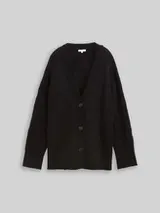 TOM TAILOR Damen Oversize Cardigan mit Glitzer-Effekt, schwarz, Gemustert – Bild 1