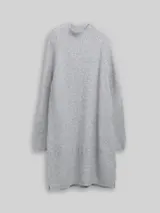 TOM TAILOR DENIM Damen Strickkleid mit Stehkragen, grau, Meliert – Bild 1