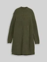 TOM TAILOR DENIM Damen Strickkleid mit Stehkragen, grün, Meliert – Bild 1