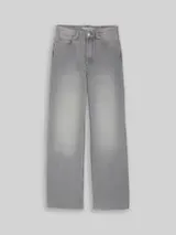 TOM TAILOR DENIM Damen TTLINOU WIDE High Waist Jeans, grau, Uni – Bild 1