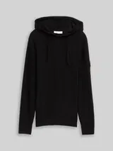 TOM TAILOR DENIM Herren Strickpullover mit Kapuze, schwarz, Uni – Bild 1