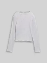 TOM TAILOR Mädchen Cropped Langarmshirt mit Rippstruktur, grau, Uni – Bild 1