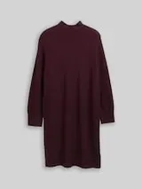 TOM TAILOR Damen Plus Size - Strickkleid mit Stehkragen, rot, Meliert – Bild 1