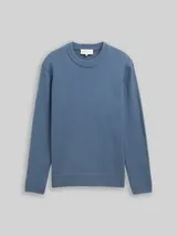 TOM TAILOR DENIM Herren Strickpullover mit Rundhalsausschnitt, blau, Uni – Bild 1