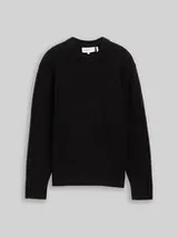 TOM TAILOR DENIM Herren Bouclé Strickpullover, schwarz, Uni – Bild 1