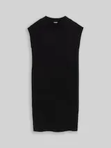 TOM TAILOR Damen Strickkleid mit Stehkragen, schwarz, Uni – Bild 1