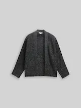 TOM TAILOR Damen Cropped Cardigan mit Glitzer-Effekt, schwarz, Uni – Bild 1