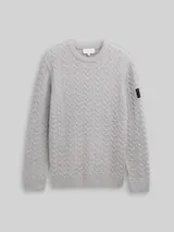 TOM TAILOR Herren Strickpullover mit Zopfmuster, grau, Meliert – Bild 1