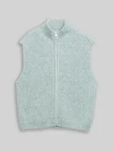 TOM TAILOR DENIM Damen Pullunder mit Stehkragen, blau, Meliert – Bild 1