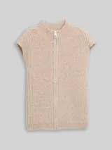 TOM TAILOR DENIM Damen Pullunder mit Stehkragen, beige, Meliert – Bild 1