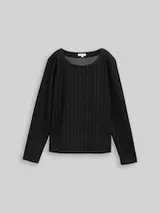 TOM TAILOR Damen Langarmshirt mit Glitzer-Effekt, grau, Nadelstreifen – Bild 1