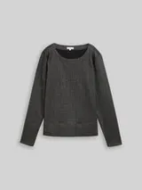 TOM TAILOR Damen Langarmshirt mit Glitzer-Effekt, schwarz, Uni – Bild 1