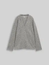 TOM TAILOR Damen Plus Size - Sweatshirt mit V-Ausschnitt, beige, Meliert – Bild 1