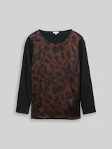 TOM TAILOR Damen Plus Size - Loose Fit Langarmshirt mit Leo-Print, braun, Animalprint – Bild 1