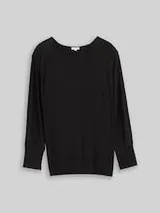 TOM TAILOR Damen Plus Size - Loose Fit Langarmshirt mit Glitzer-Effekt, schwarz, Uni – Bild 1