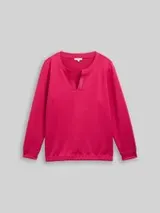 TOM TAILOR Damen Plus Size - Scuba Sweatshirt mit Strasssteinen, rot, Uni – Bild 1